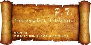 Proszonyák Titánia névjegykártya